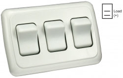 Switch Assembly Triple On/off Rocker Switch With Bezel, White 3412025 *