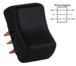 RV Double Pull Double Throw DPDT On/Off/ On Momentary Rocker Switch, Black 3613025