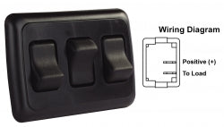 RV Switch Assembly Triple On/off Rocker Switch With Bezel, Black 3612245