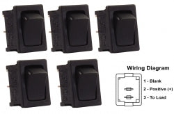 Mini 12 V On/ Off Switch Black/ Black 5/pk  3612781